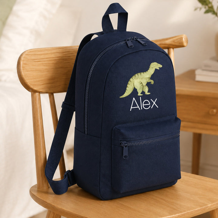 Personalised Navy Dinosaur Toddler Backpack