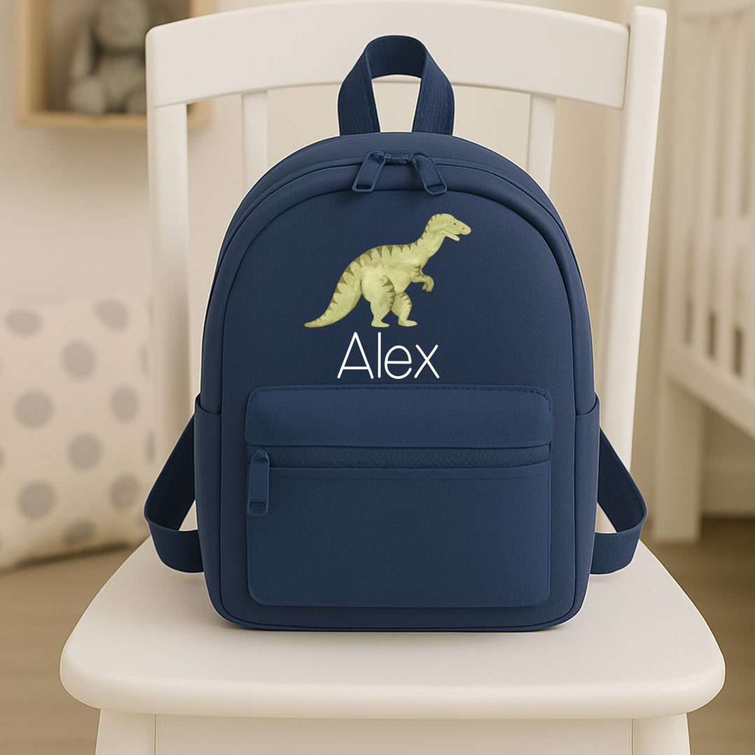 Personalised Navy Dinosaur Toddler Backpack
