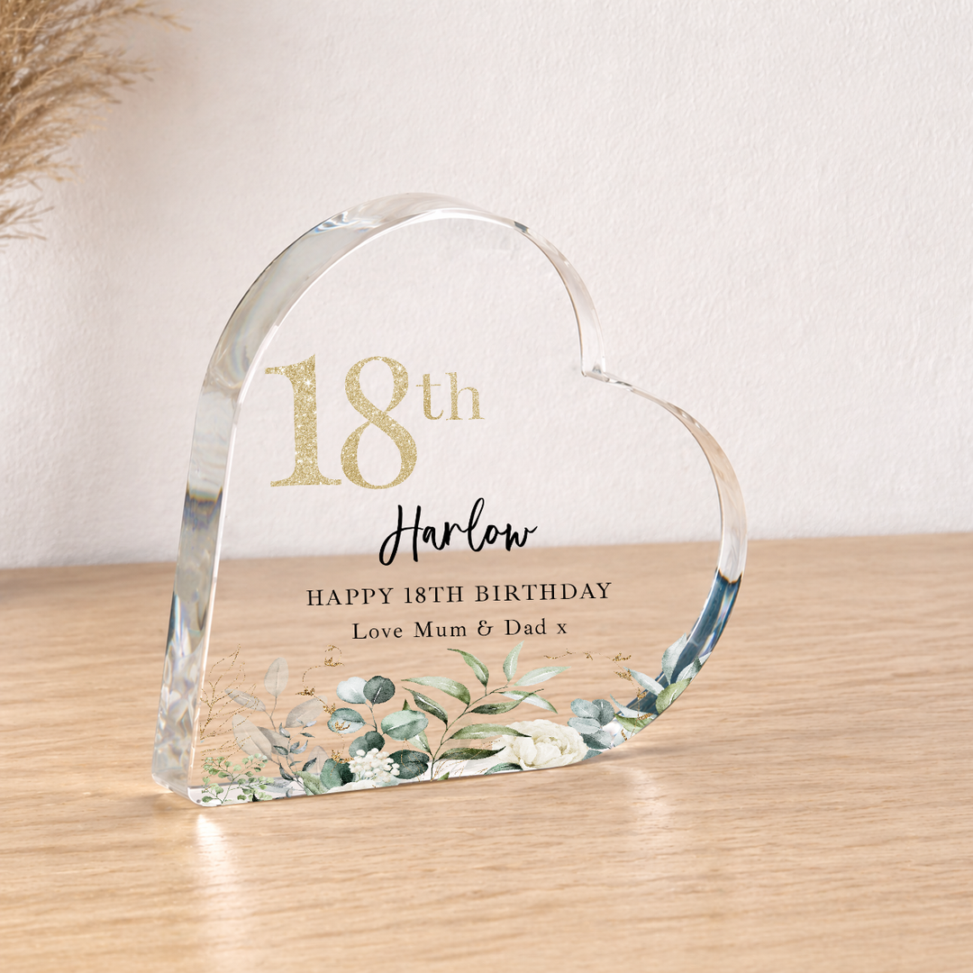 Personalised 18th Birthday Acrylic Heart