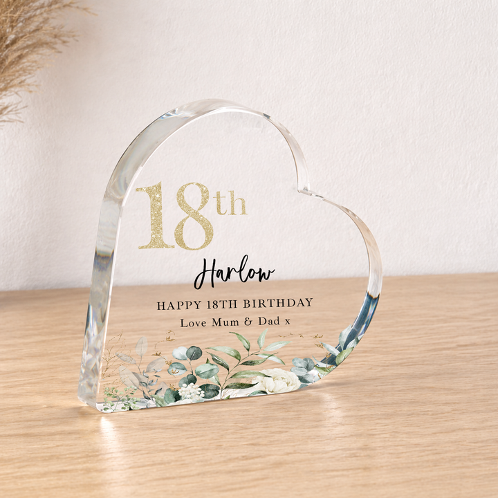 Personalised 18th Birthday Acrylic Heart