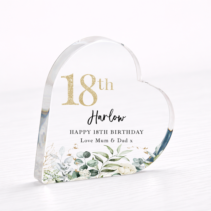 Personalised 18th Birthday Acrylic Heart
