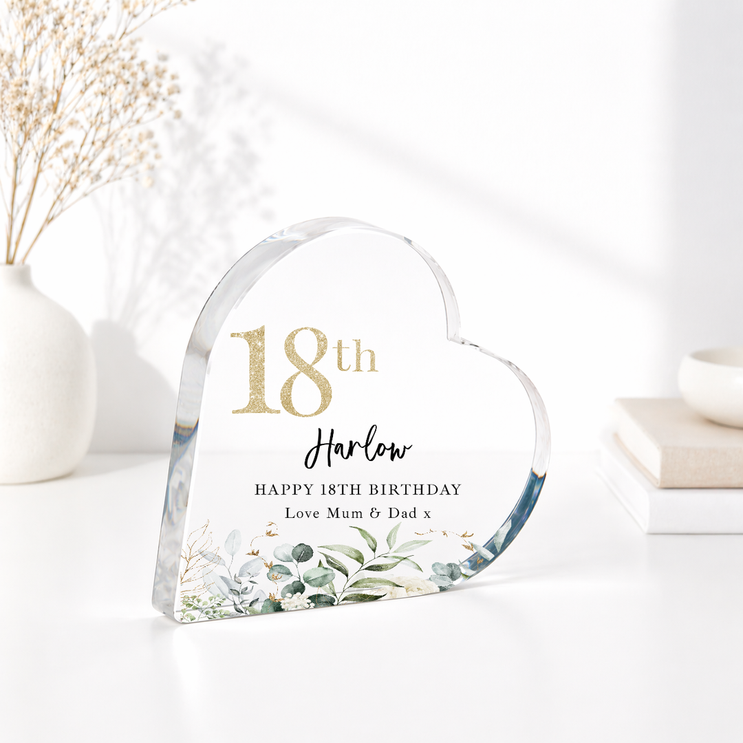 Personalised 18th Birthday Acrylic Heart