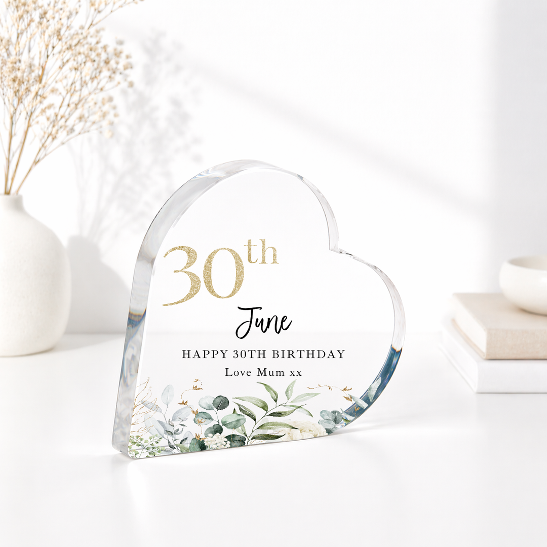 Personalised 30th Birthday Acrylic Heart