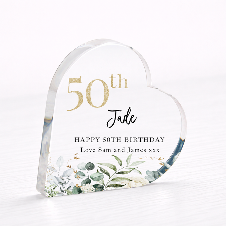 Personalised 50th Birthday Acrylic Heart
