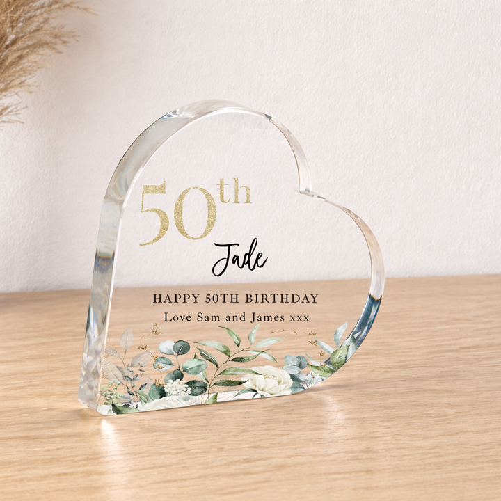 Personalised 50th Birthday Acrylic Heart