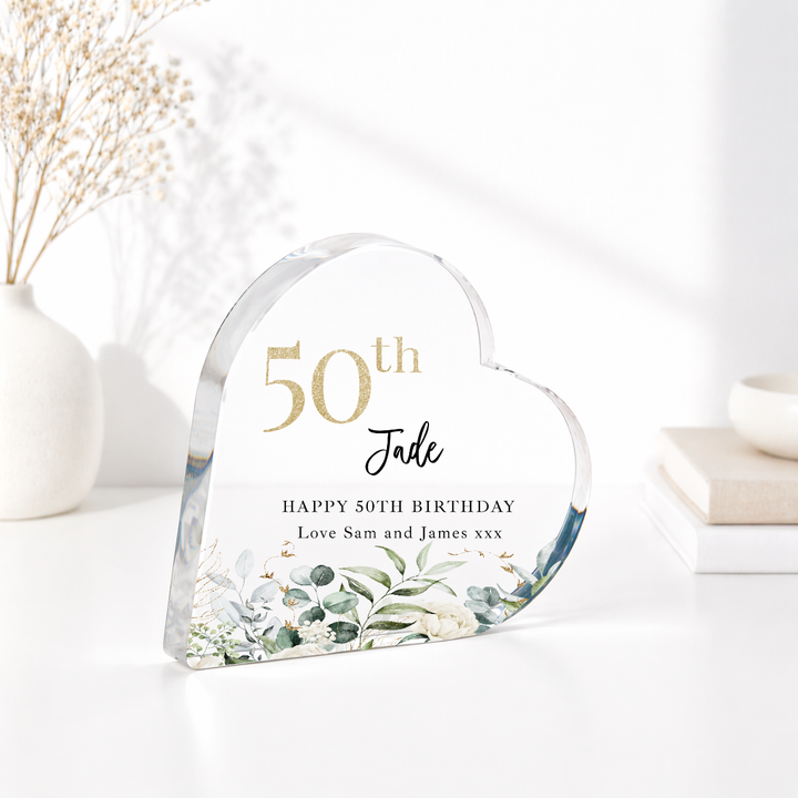 Personalised 50th Birthday Acrylic Heart
