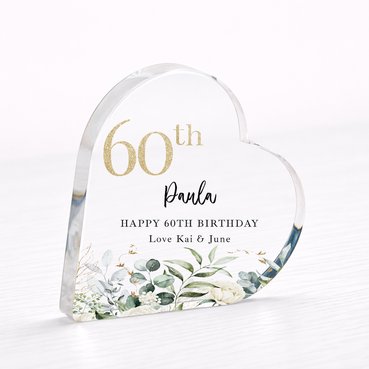 Personalised 60th Birthday Acrylic Heart