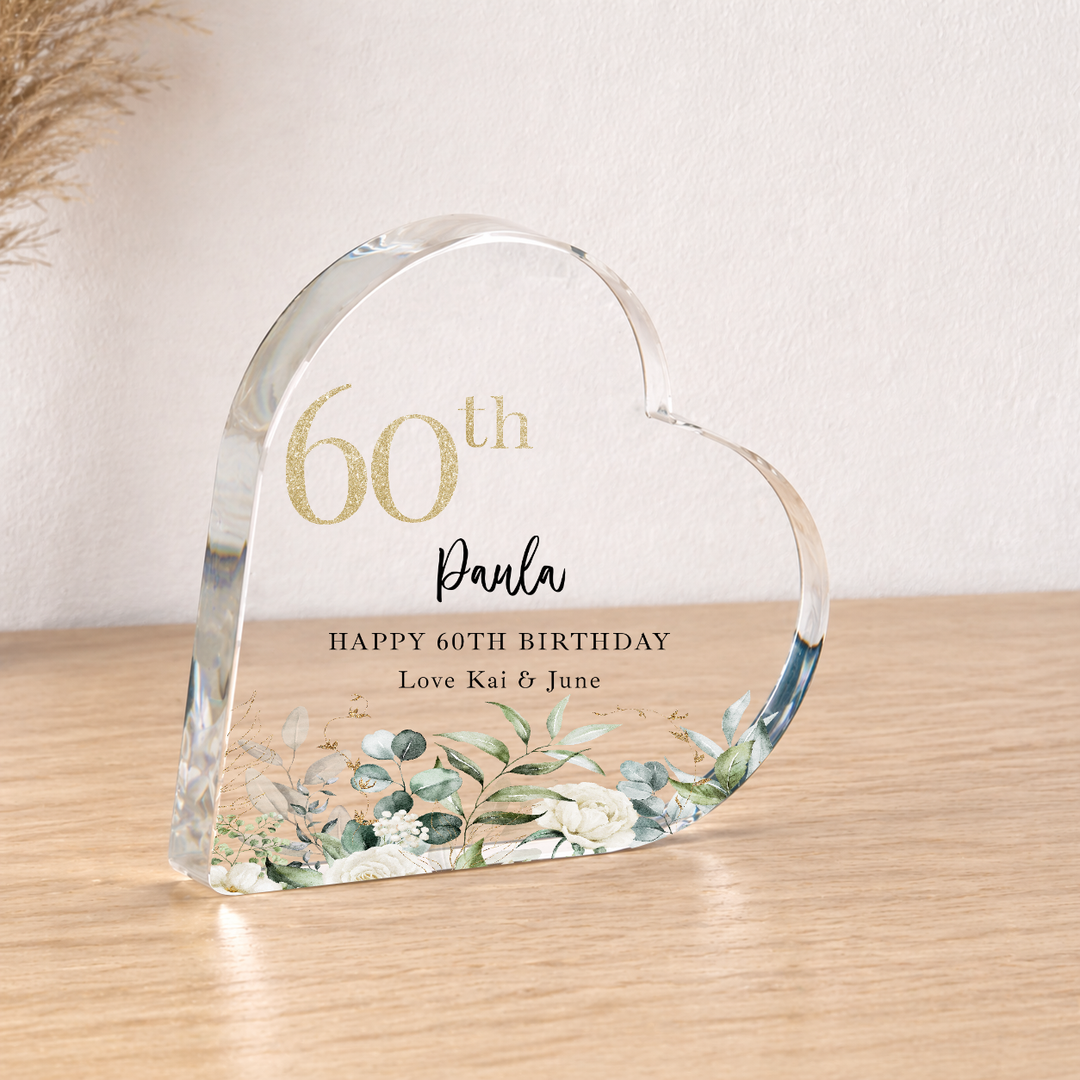 Personalised 60th Birthday Acrylic Heart