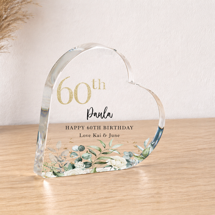Personalised 60th Birthday Acrylic Heart