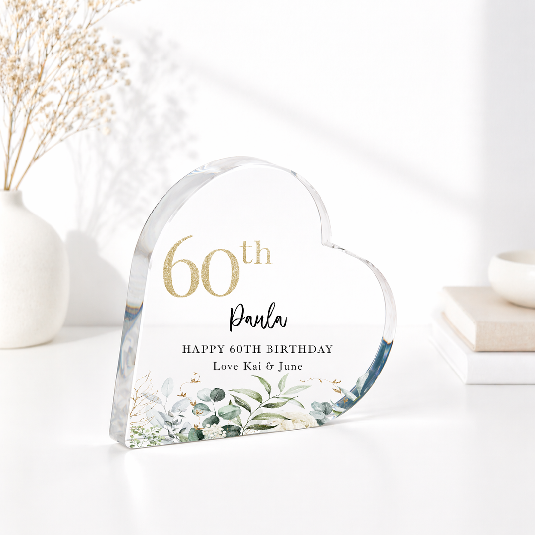 Personalised 60th Birthday Acrylic Heart