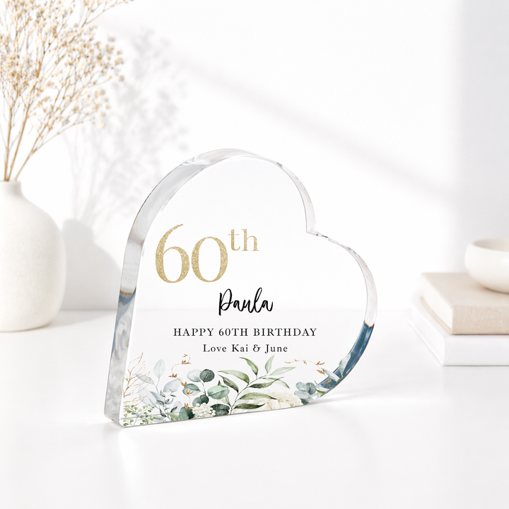 Personalised 60th Birthday Acrylic Heart