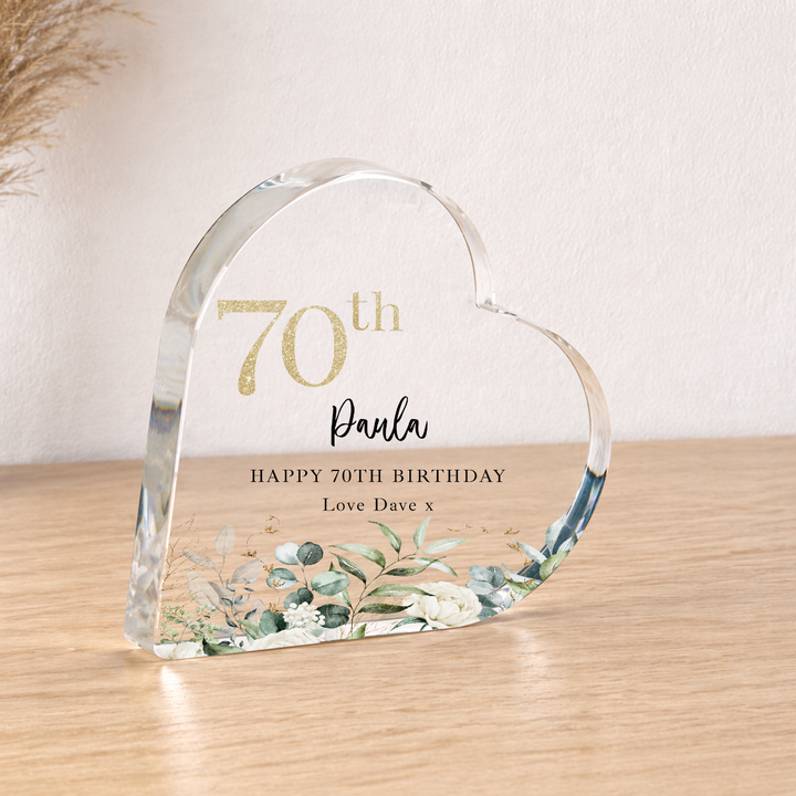 Personalised 70th Birthday Acrylic Heart