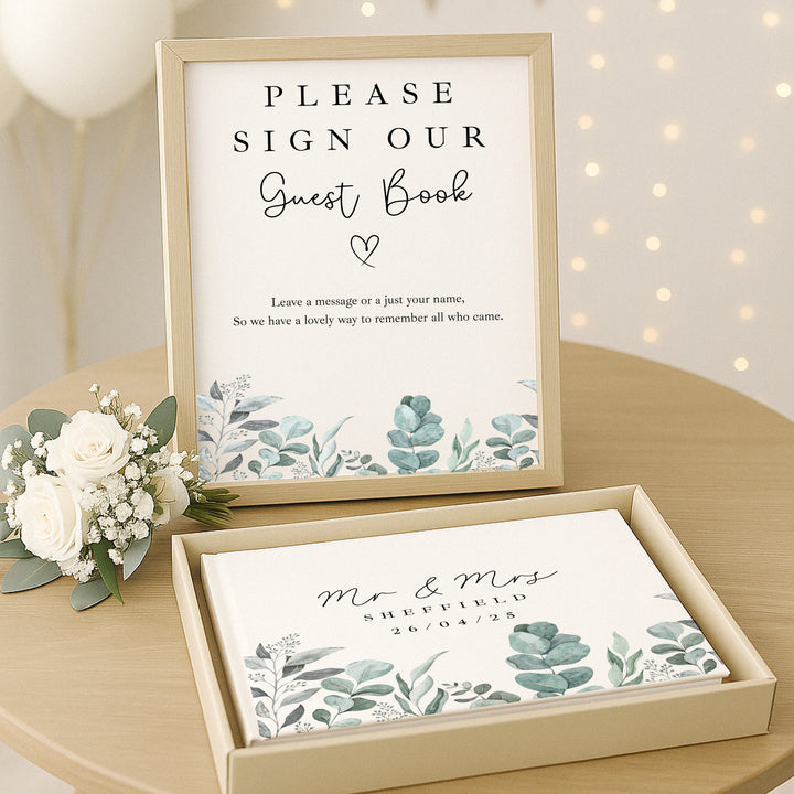 Personalised Green Floral Wedding Day Guest Book