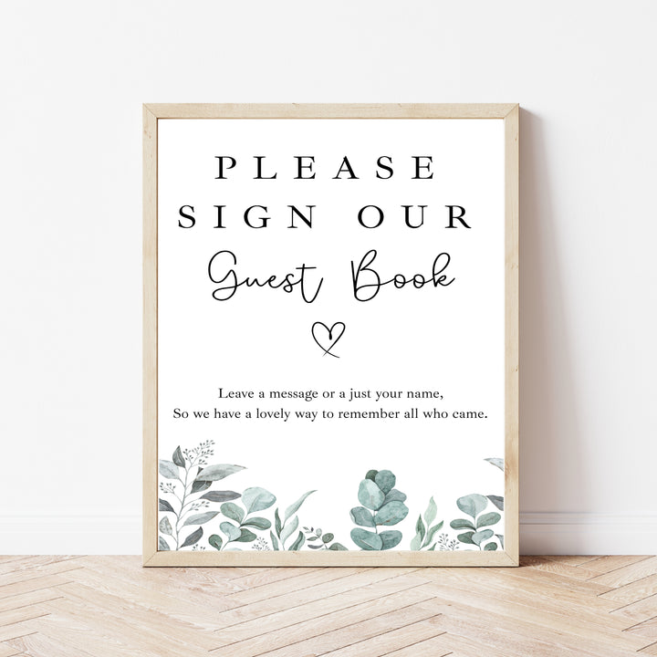 Personalised Green Floral Wedding Day Guest Book