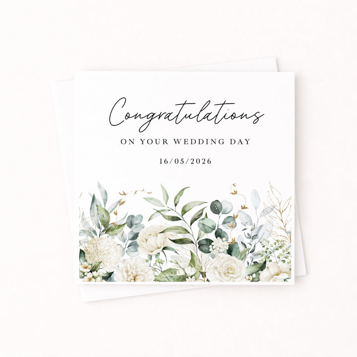 Personalised Floral Congratulations On Your Wedding Day Card