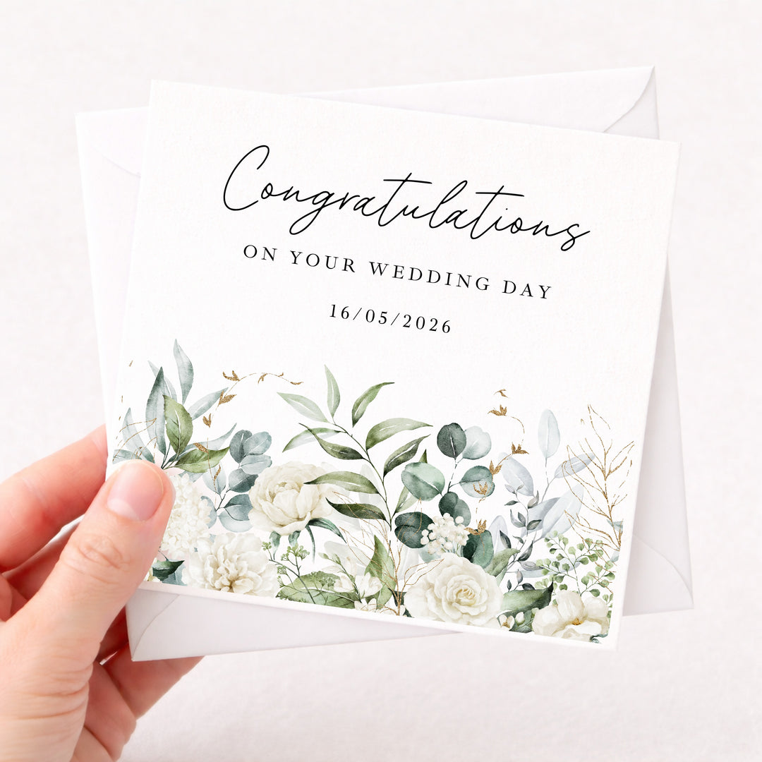 Personalised Floral Congratulations On Your Wedding Day Card