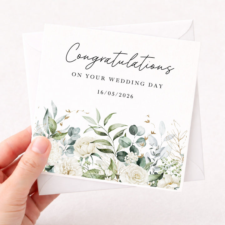 Personalised Floral Congratulations On Your Wedding Day Card