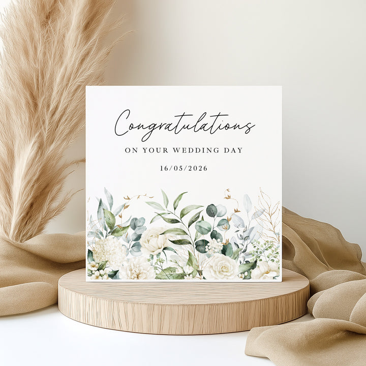 Personalised Floral Congratulations On Your Wedding Day Card