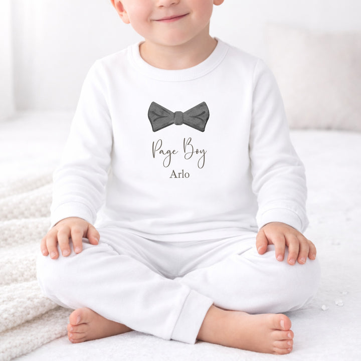 Personalised Black Bow Tie Page Boy Pyjamas