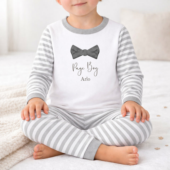 Personalised Black Bow Tie Page Boy Pyjamas