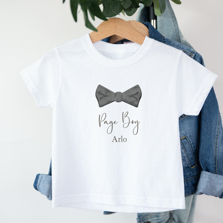 Personalised Black Bow Tie Page Boy T-Shirt or Baby Vest