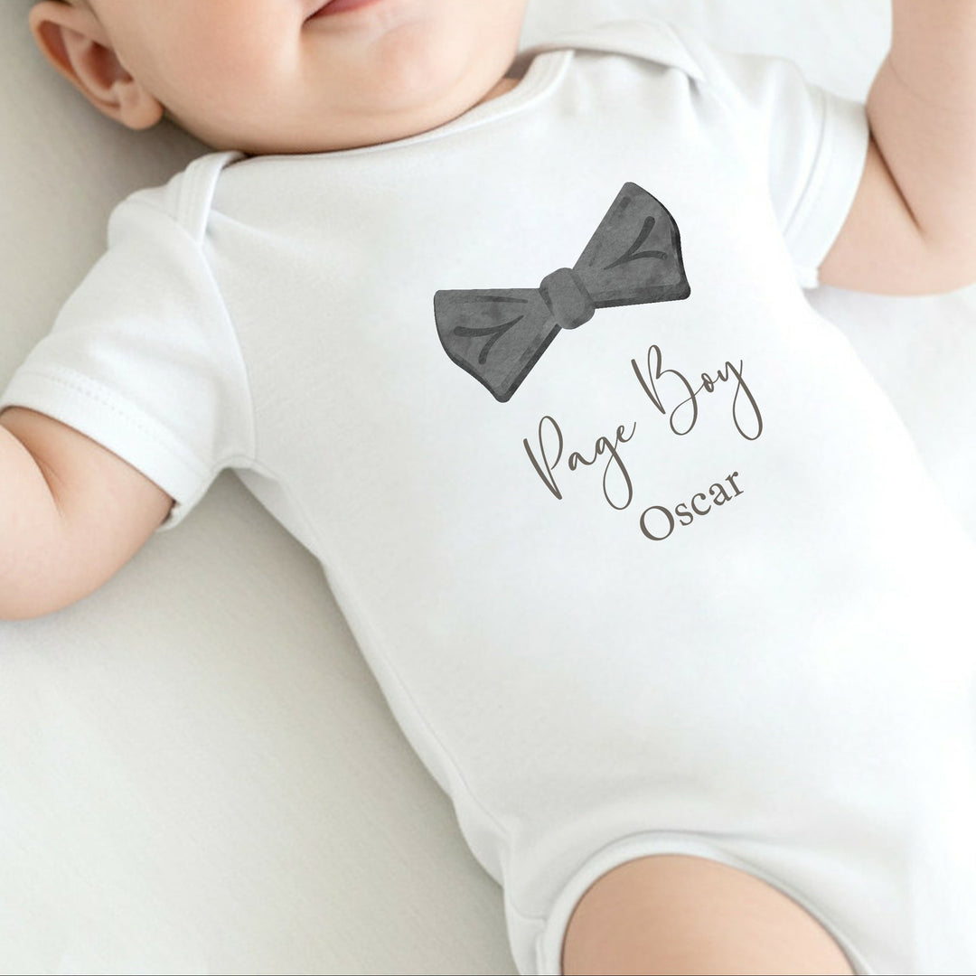 Personalised Black Bow Tie Page Boy T-Shirt or Baby Vest