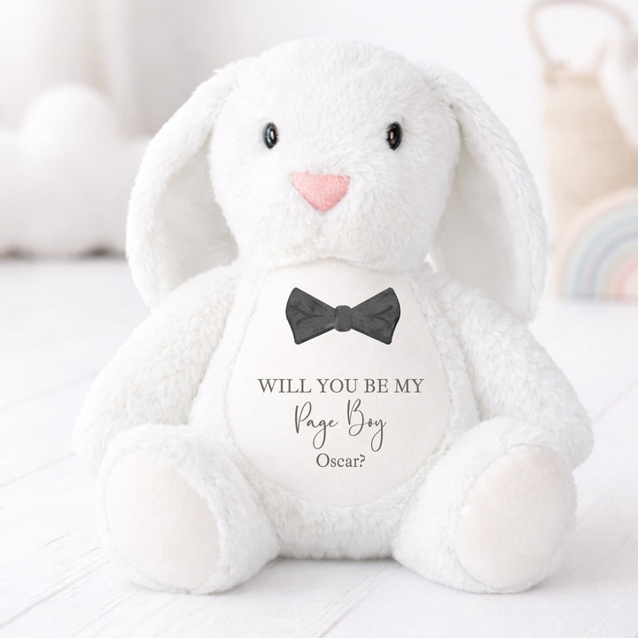 Personalised Black Bow Tie Will You Be My Page Boy Rabbit Teddy