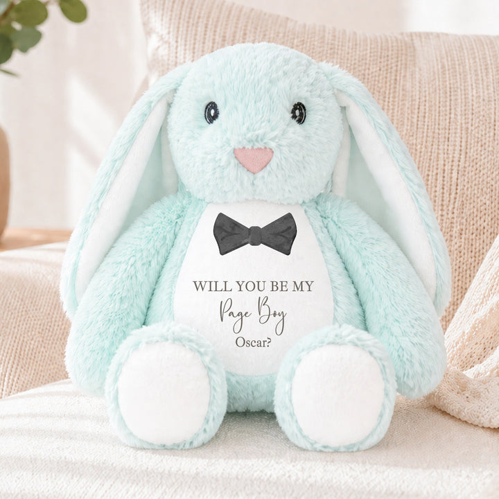 Personalised Black Bow Tie Will You Be My Page Boy Rabbit Teddy