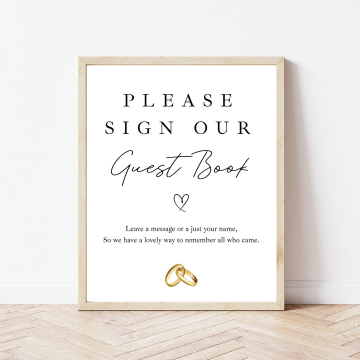 Personalised Gold Rings Wedding Day Guest Book
