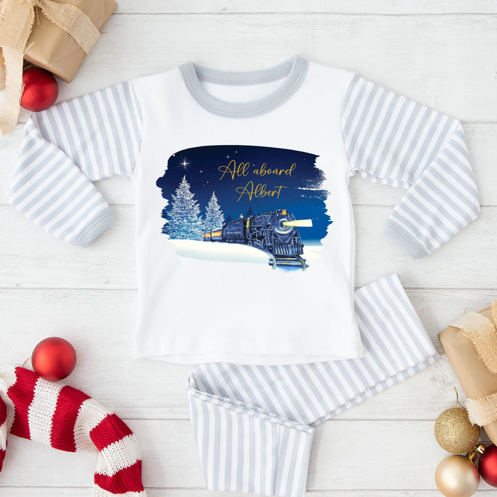 Personalised Grey Polar Express Christmas Pyjamas