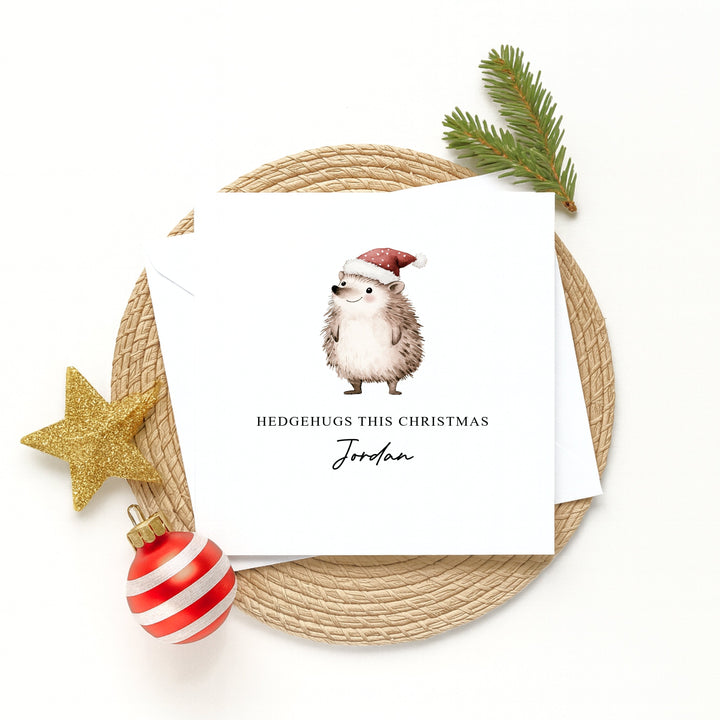 Personalised Hedgehog Christmas Card