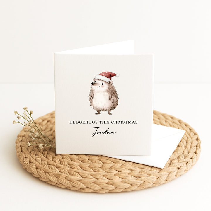 Personalised Hedgehog Christmas Card