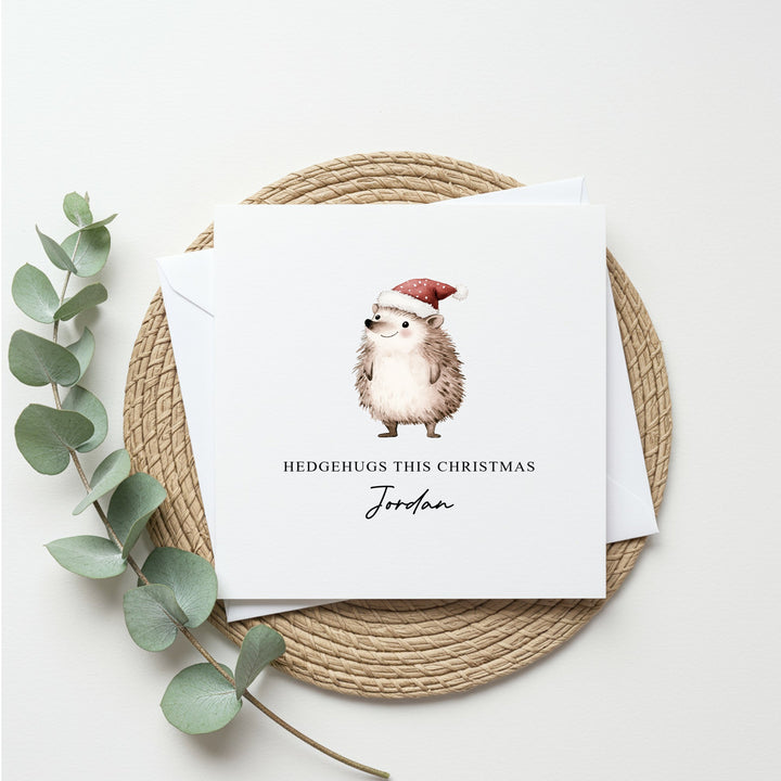 Personalised Hedgehog Christmas Card