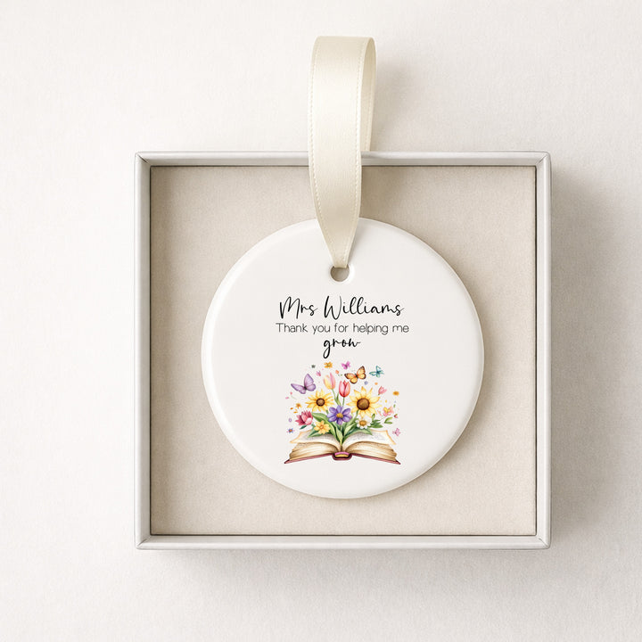 Personalised Floral Thank You Teacher Gift Ornament