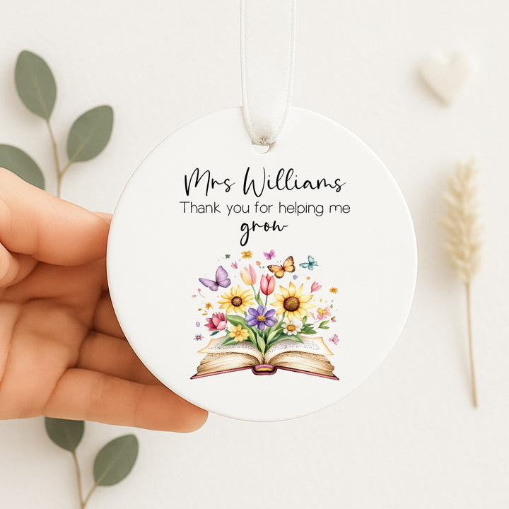 Personalised Floral Thank You Teacher Gift Ornament