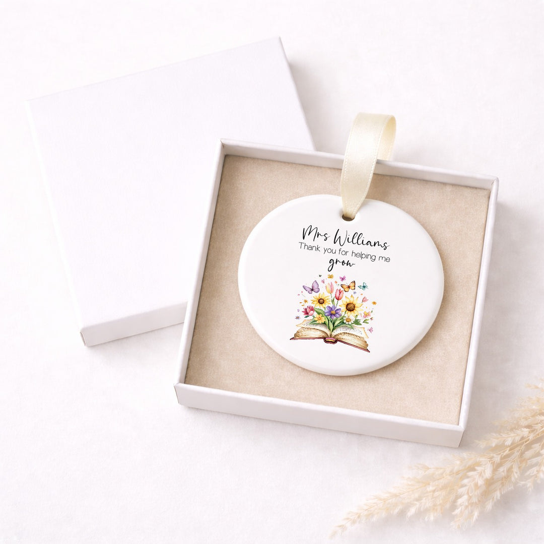 Personalised Floral Thank You Teacher Gift Ornament