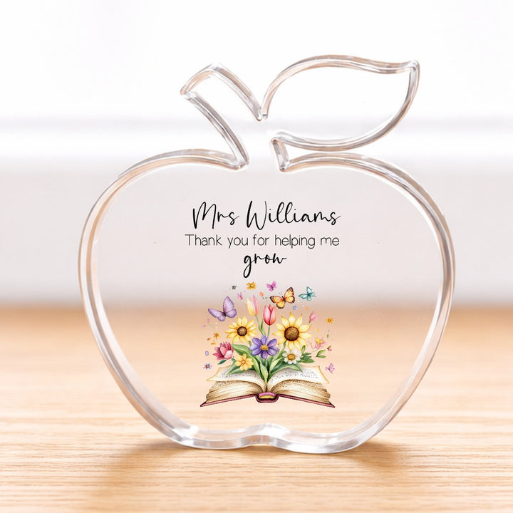 Personalised Floral Acrylic Thank You For Helping Me Grow Teacher Gift