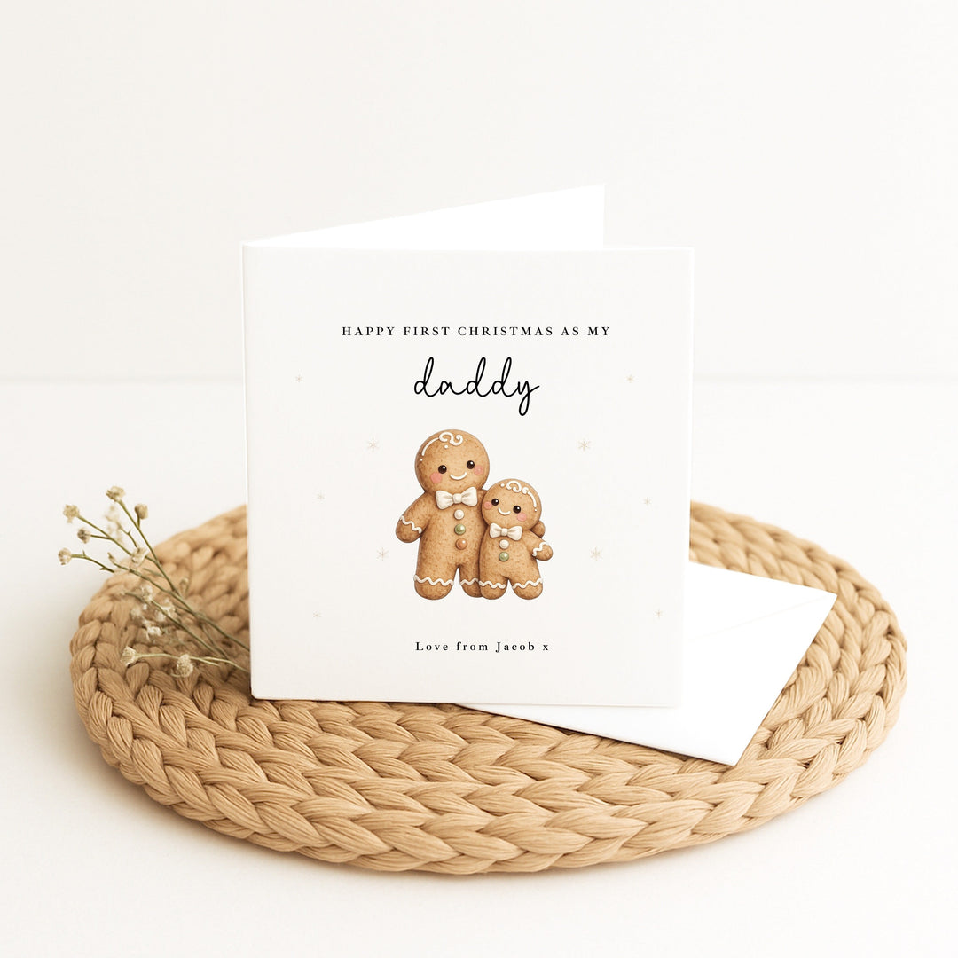 Personalised Gingerbread Happy First Christmas As My Daddy Card