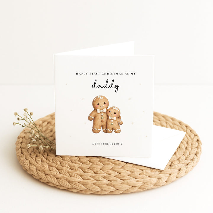 Personalised Gingerbread Happy First Christmas As My Daddy Card