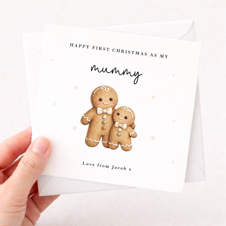 Personalised Gingerbread Happy First Christmas As My Mummy Card