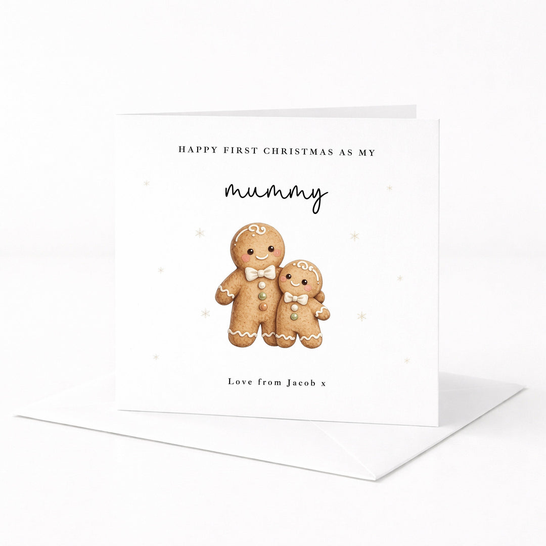 Personalised Gingerbread Happy First Christmas As My Mummy Card
