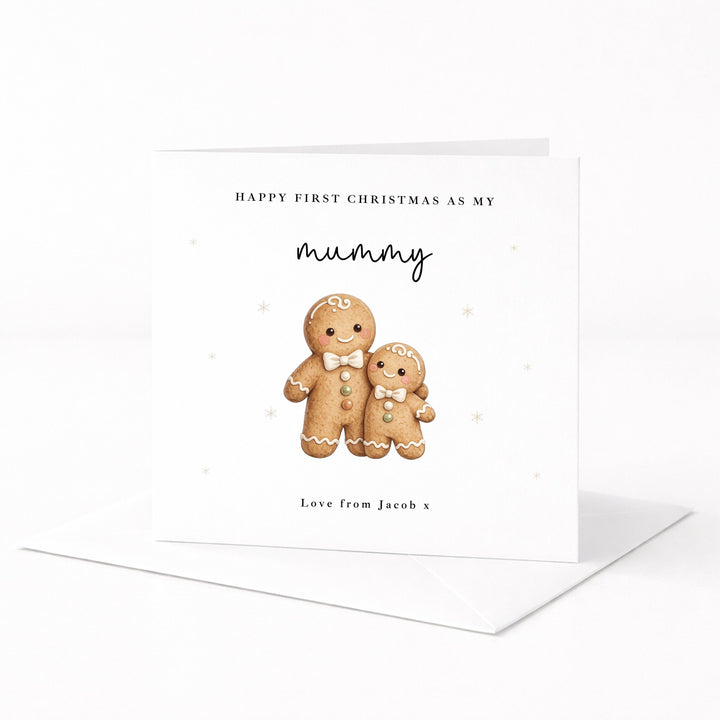 Personalised Gingerbread Happy First Christmas As My Mummy Card