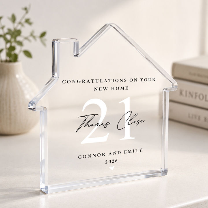 Personalised Acrylic House White Congratulations On Your New Home Gift