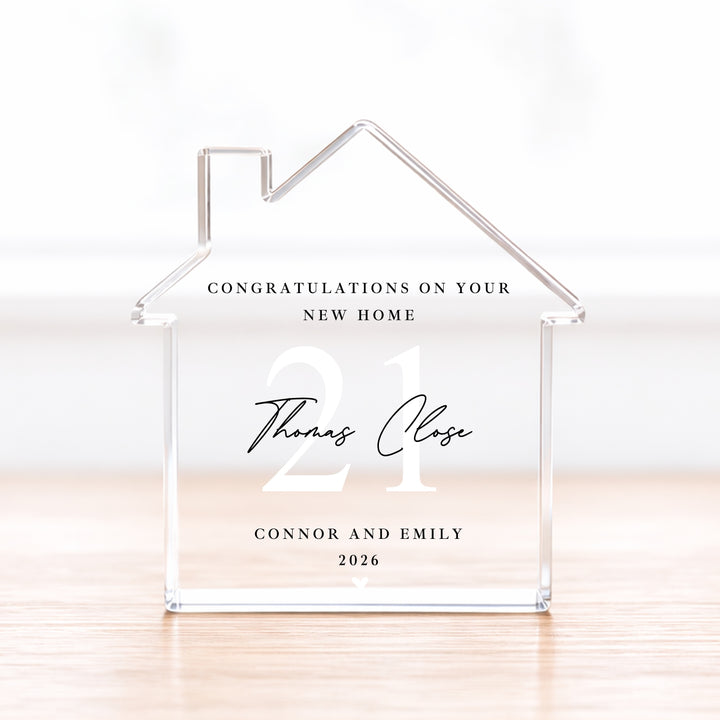 Personalised Acrylic House White Congratulations On Your New Home Gift