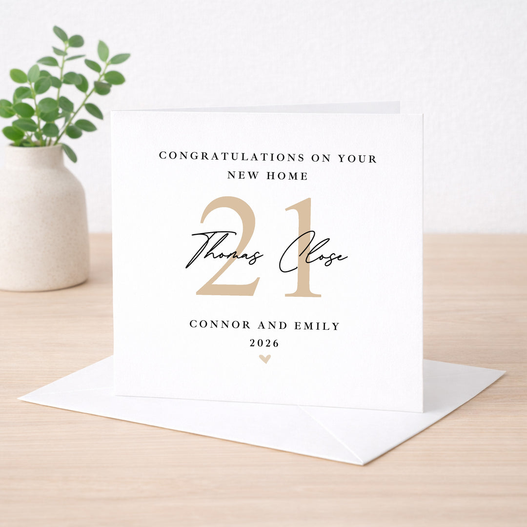 Personalised Gold Housewarming New Home Card