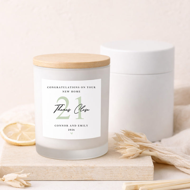Personalised Sage Green Congratulations On Your New Home Candle