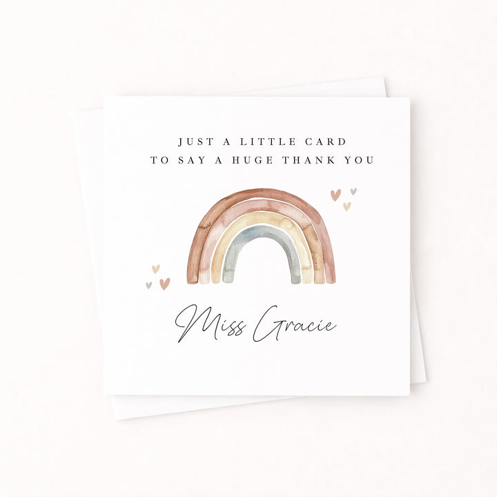Personalised Rainbow Teacher Thank You Card