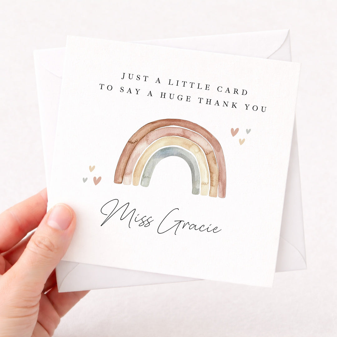 Personalised Rainbow Teacher Thank You Card
