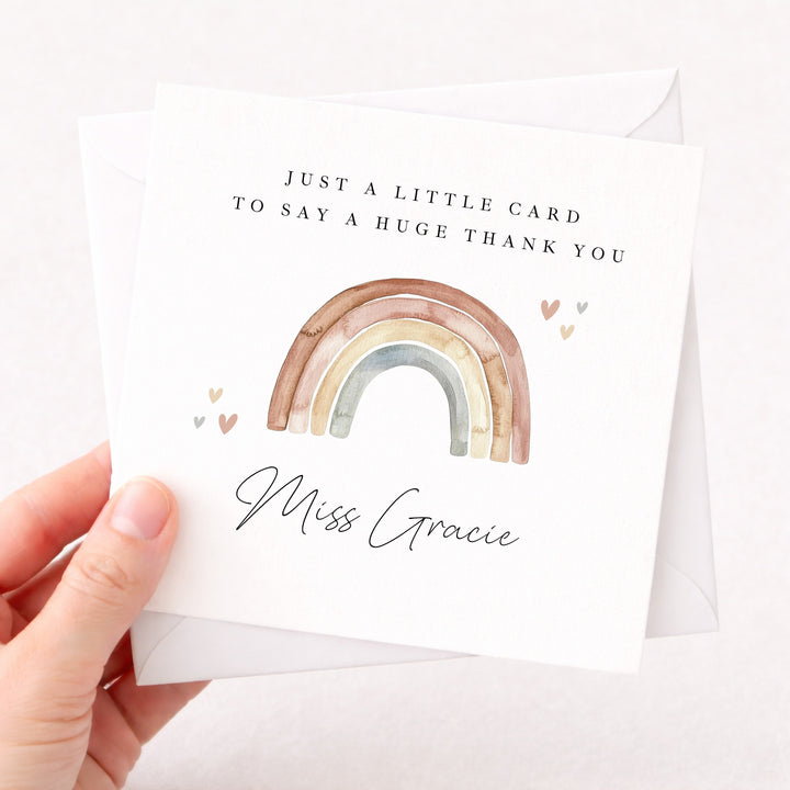 Personalised Rainbow Teacher Thank You Card