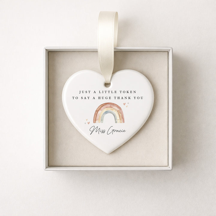 Personalised Thank You Rainbow Heart Ornament Teacher Gift